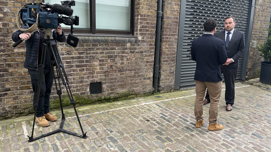 Dan Scorer gets interviewed by ITV